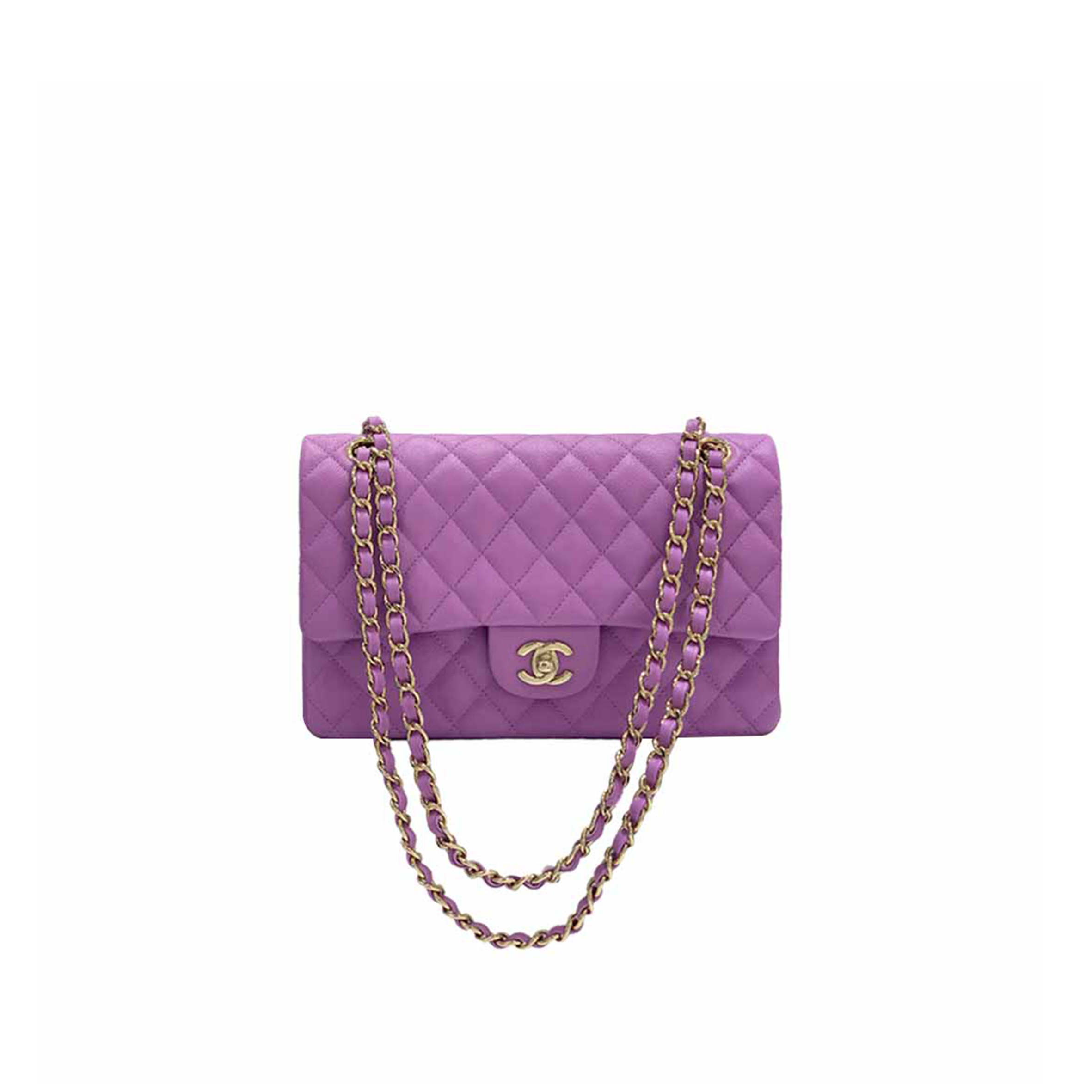 CHANEL CAVIAR QUILTED MEDIUM DOUBLE FLAP PURPLE (25.5*15.5*6.5cm)